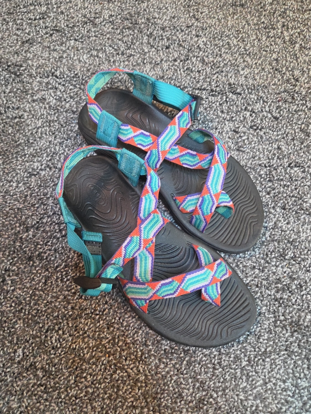 Chaco Women's Teal, Pink & Purple Patterned Strappy Sandals